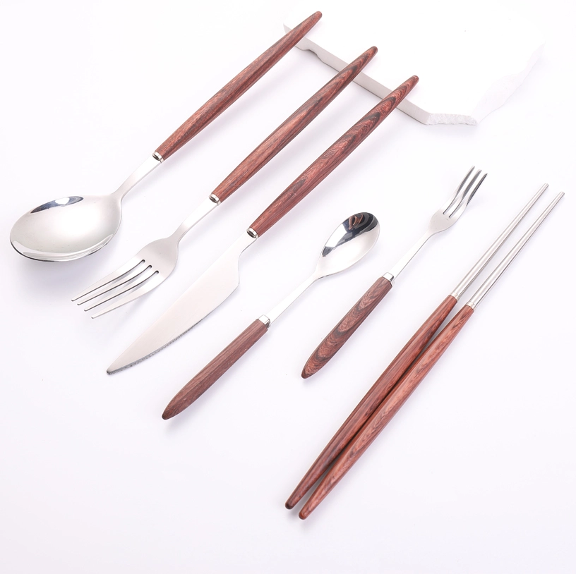 faux wood handle flatware