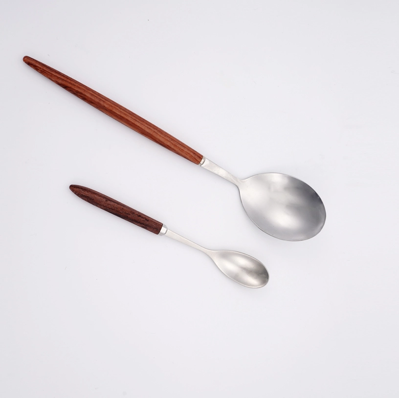 wood grain desert spoon